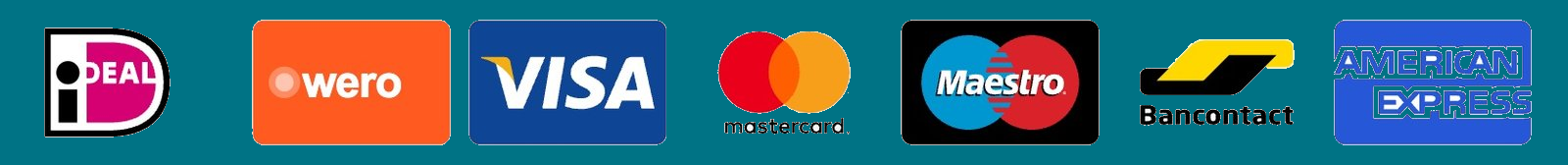 Betaalmethoden: iDEAL Wero Visa Mastercard Maestro Bancontact Amex