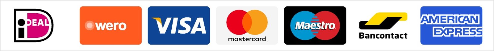 Betaalmethoden: iDEAL Wero Visa Mastercard Maestro Bancontact Amex